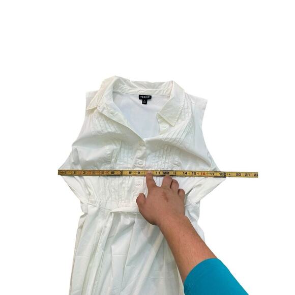 Torrid White Poplin Self-Tie Pintuck Shirt Dress Size 0 - Picture 6 of 8